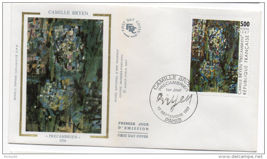 1987--enveloppe FDC "Soie" -Camille BRYEN--"Précambrien"--cachet PARIS--75 - 1980-1989