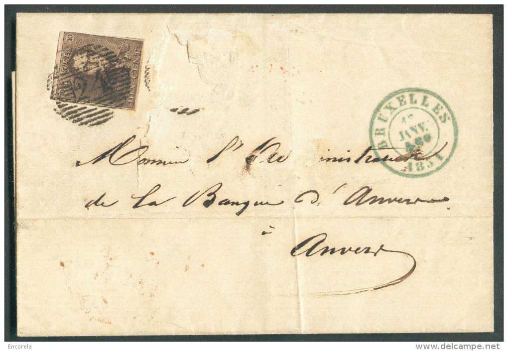 N°1 V26 - Epaulette 10 Centimes Brune (à Peine Touchée En Haut à Droite) Sinon Bien Margée Avec Variété V.26 (position 1 - 1849 Mostrine