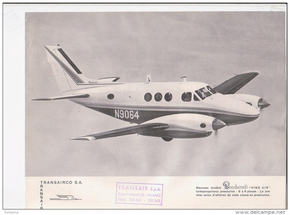 C1839 - AVIAZIONE - FOTOGRAFIA CON SCHEDA CARATTERISTICHE TRANSAIR  - AEREI BEECHCRAFT MOD.KING AIR - Spaccati