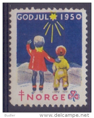 NORGE/NORWAY :1950: Vignette/Cinderella : CHRISTMAS,NOËL,JULPOST,BIENFAISANCE,CHARITY,HEALTH,T.B.C.,CHILD,ENFANT,STAR - Service