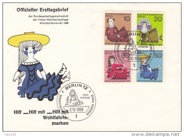 CHILDRENS, DOLLSS, COVER FDC, 1968, GERMANY - Poupées