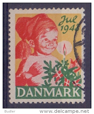 DANMARK:1948:Vignette/Cinderella-Travelled:CHRISTMAS,NOËL,JULPOST,BIENFAISANCE,CHARITY,HEALTH,T.B.C.,CHILD,ENFANT,CANDLE - Service