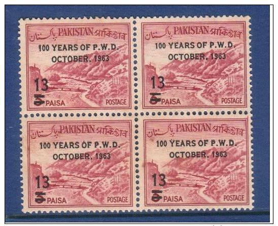 Pakistan 1963 P.W.D. 13p. Block Of 4 - Pakistan