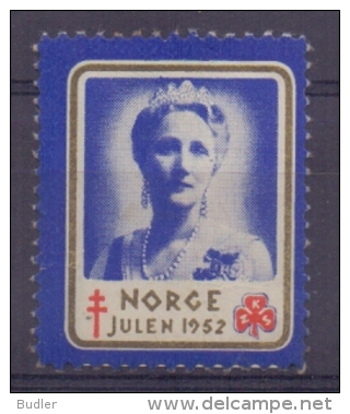 NORGE/NORWAY :1952: Vignette/Cinderella : CHRISTMAS,NOËL,JULPOST, BIENFAISANCE,CHARITY,QUEEN ... , - Service