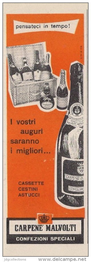 # CARPENE´ MALVOLTI SPUMANTI 1960s Advert Pubblicità Publicitè Reklame Food Drink Liquor Liqueur Licor Alcohol Bebidas - Manifesti