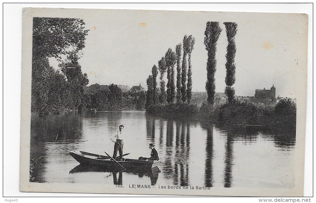 (RECTO / VERSO) LE MANS - N° 196 - LES BORDS DE LA SARTHE AVEC PERSONNAGES - CPA - Le Mans