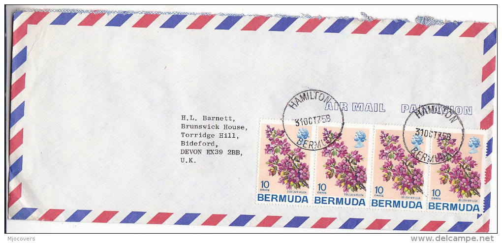 1975 Air Mail BERMUDA COVER Stamps 4 X Bougainvillea FLOWER Flowers - Otros & Sin Clasificación