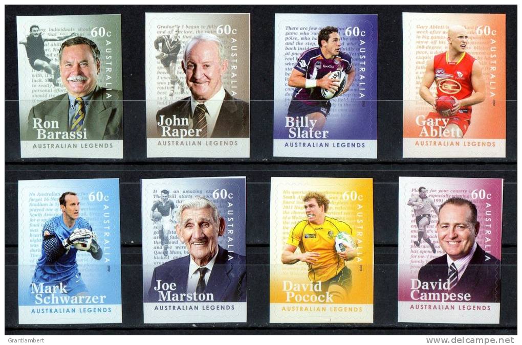 Australia 2012 Football Legends 60c Set Of 8 Self-adhesives MNH - Mint Stamps