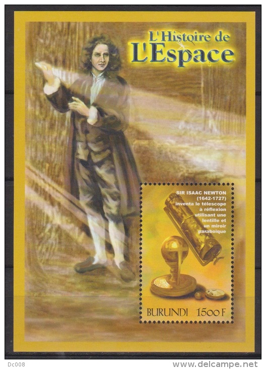 Burundi COB BL142 History Of Space - Newton 2000 MNH - Ungebraucht