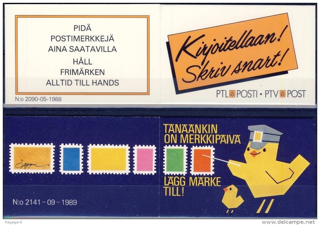 ##H559. Finland 1988-89. Lion-types. Complete Booklets (2 ). Michel 23x+23y. MNH(**) - Carnets