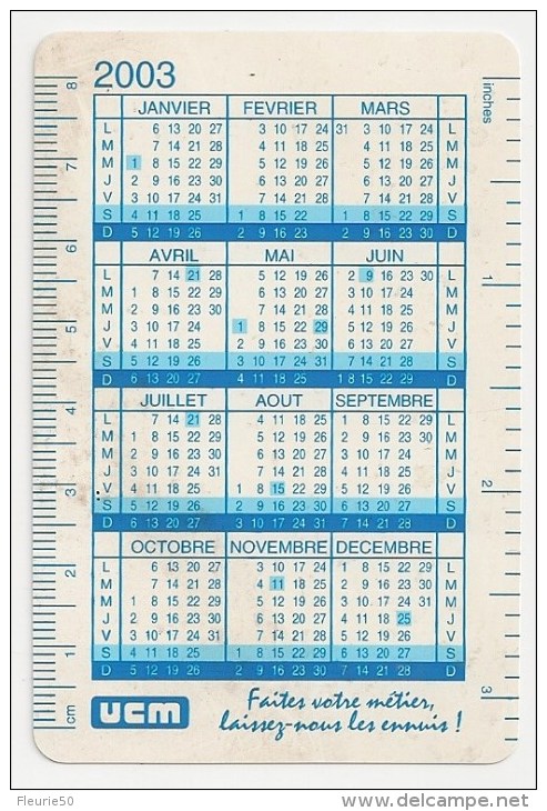 Calendrier 2003, Union Des Classes Moyennes. (papier Plastifié) - Petit Format : 2001-...