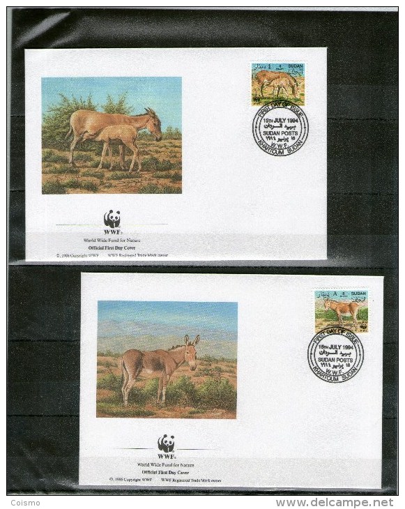 ANE: 4 FDC WWF SOUDAN 1994 - Burros Y Asnos