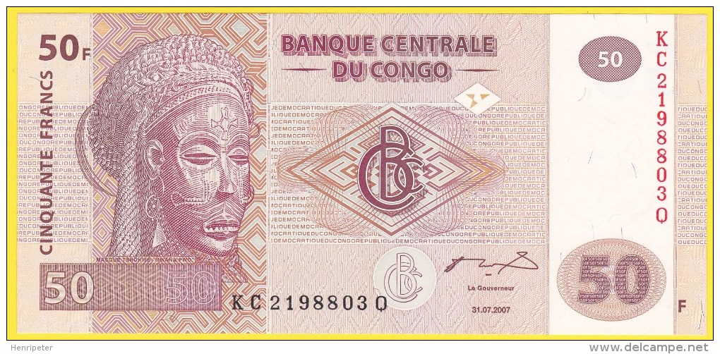 Billet De Banque Neuf - 50 Francs - Village De Pêcheurs - N° KC 2198803 Q - Banque Centrale Du Congo - 2007 - Non Classés