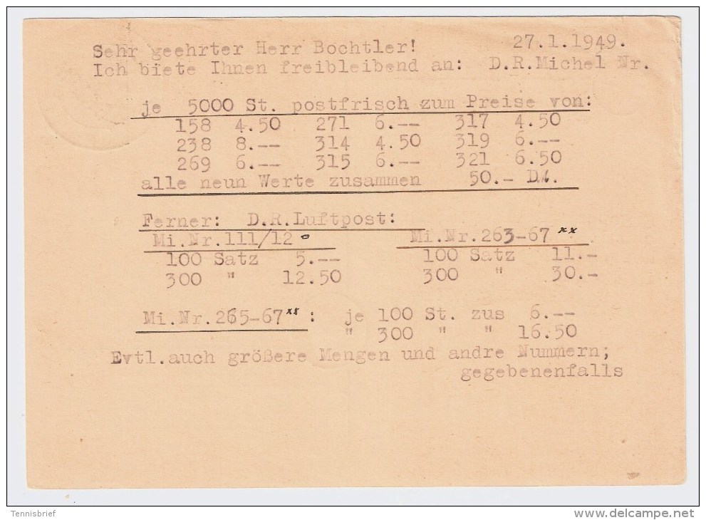 Berlin, 1949, Selt. Bedarfs-GA, Mi. 290.-, Nr. P.2d ,portogerecht ! #2858 - Cartes Postales - Oblitérées