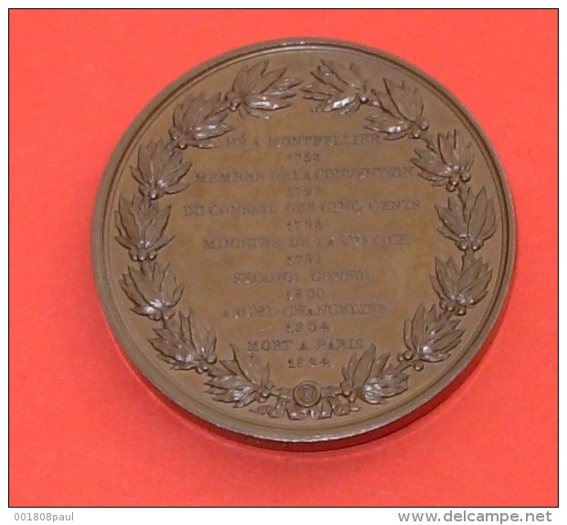 Ancienne Médaille En Cuivre Cambacérès Duc De Parme ::: Révolution - Empire - Napoléon - Ministre - Bonaparte - Consul - Monarquía / Nobleza