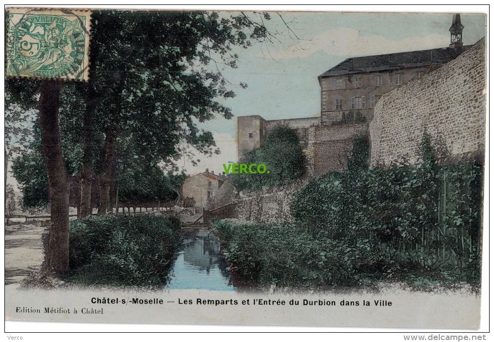 Carte Postale Ancienne De CHATEL SUR MOSELLE – LES REMPARTS ET L'ENTREE DE DURBION DANS LA VILLE - Chatel Sur Moselle