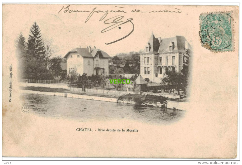 Carte Postale Ancienne De CHATEL SUR MOSELLE – RIVE DROITE DE LA MOSELLE - Chatel Sur Moselle