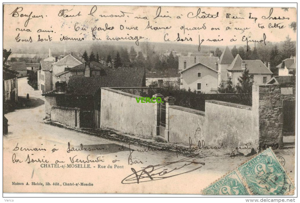 Carte Postale Ancienne De CHATEL SUR MOSELLE – RUE DU PONT - Chatel Sur Moselle