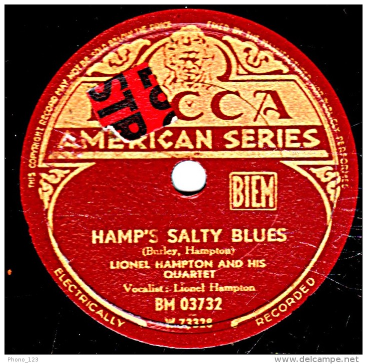 78 Trs 25 Cm état B - LIONEL HAMPTON - HAMP'S SALTY BLUES - CHORD-A-RE-BOB - 78 T - Disques Pour Gramophone