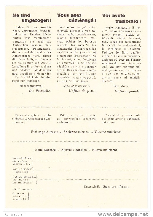 Schweiz 1.6.1937 Zürich Auf Ungebrauchter Franco Adress Änderungs-anzeige - Franchise