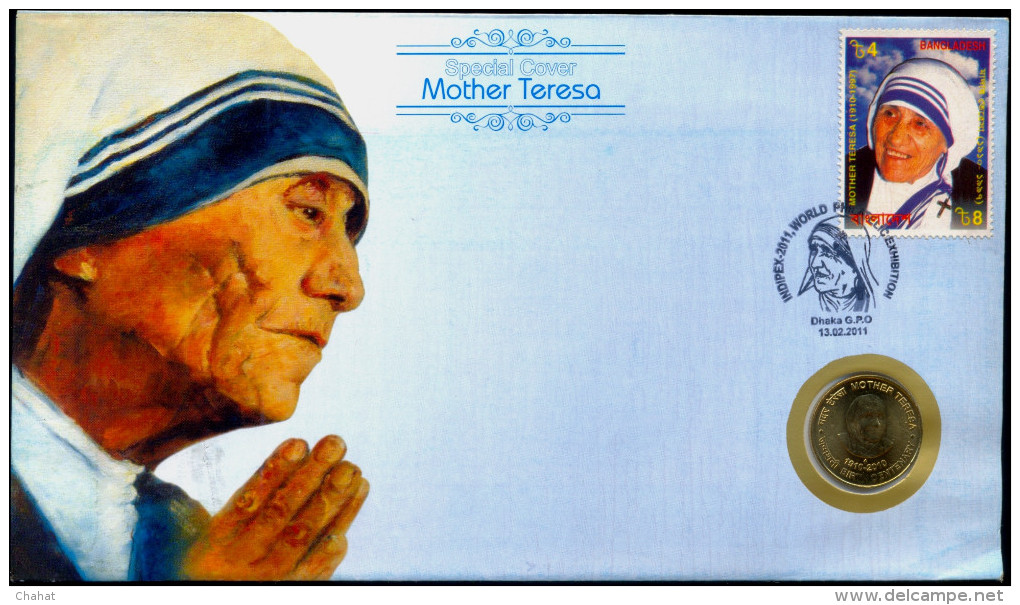 MOTHER TERESA-NOBEL LAUREATE-BANGLADESH-SPECIAL COVERS- WITH & WITHOUT COIN-FC-65 - Mother Teresa