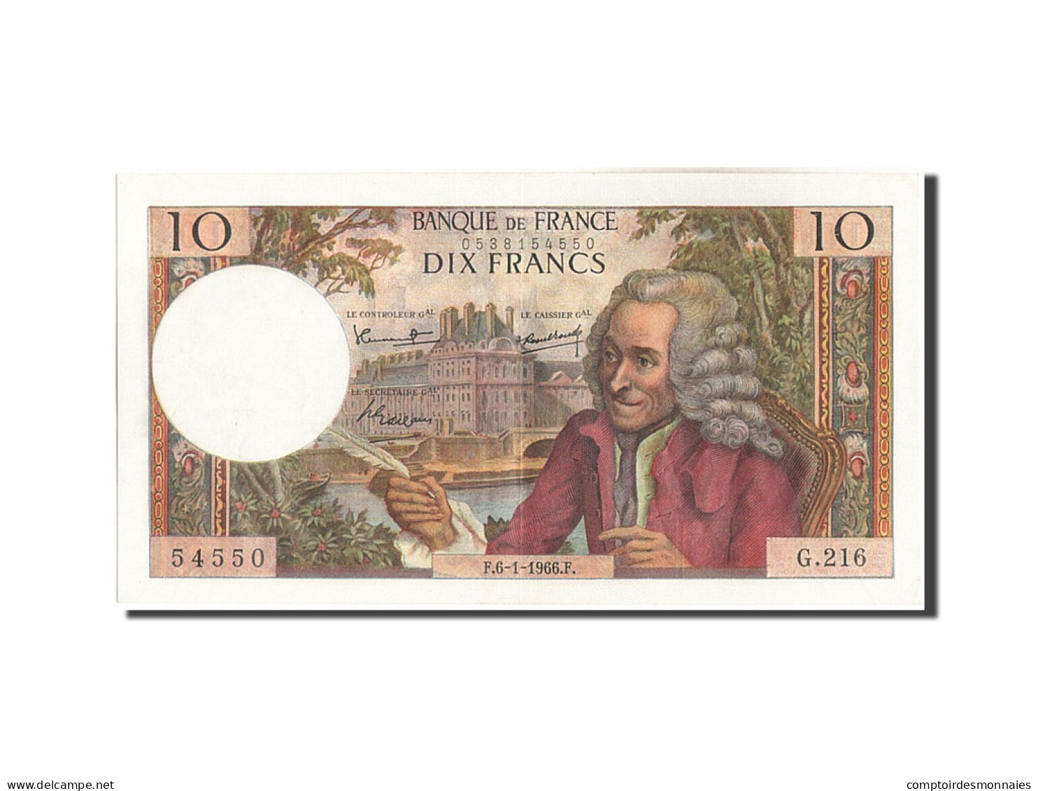 Billet, France, 10 Francs, 10 F 1963-1973 ''Voltaire'', 1966, 1966-01-06, TTB+ - 10 F 1963-1973 ''Voltaire''