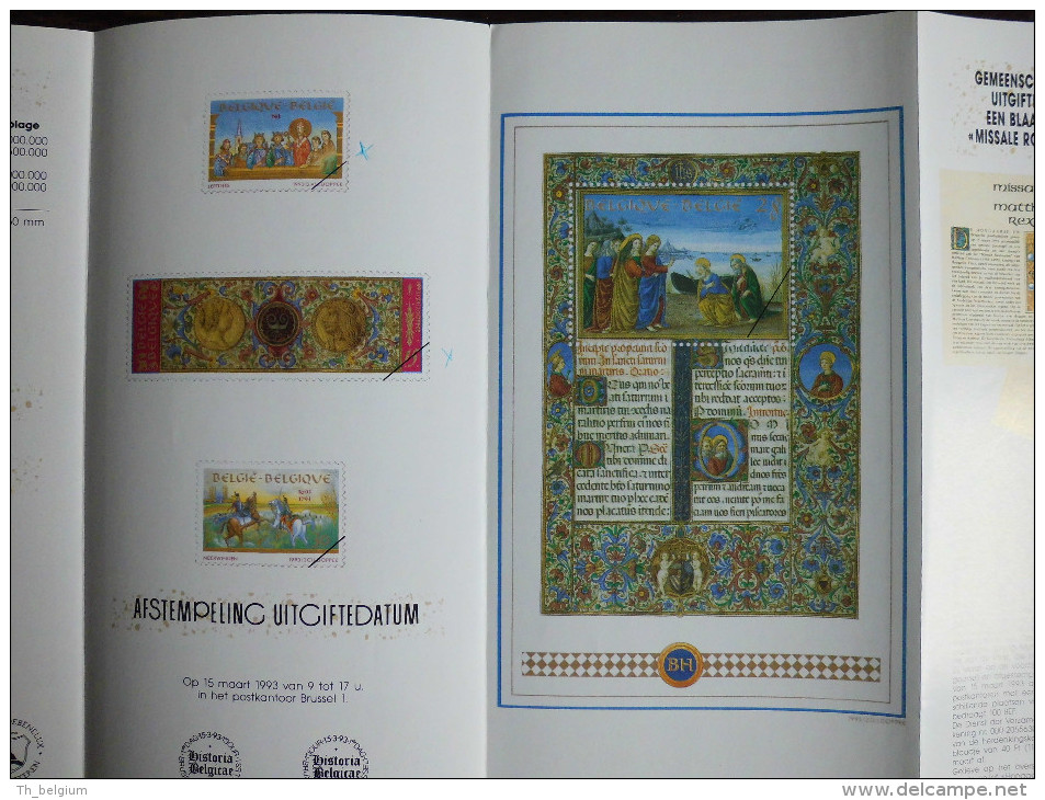 België Belgium - Folder Postzegeluitgifte: 1993 Gemeenschappelijke Uitgifte Missale Romanum - Joint Issue With Hungary - Autres & Non Classés