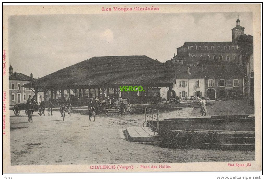 Carte Postale Ancienne De CHATENOIS – PLACE DES HALLES - Chatenois