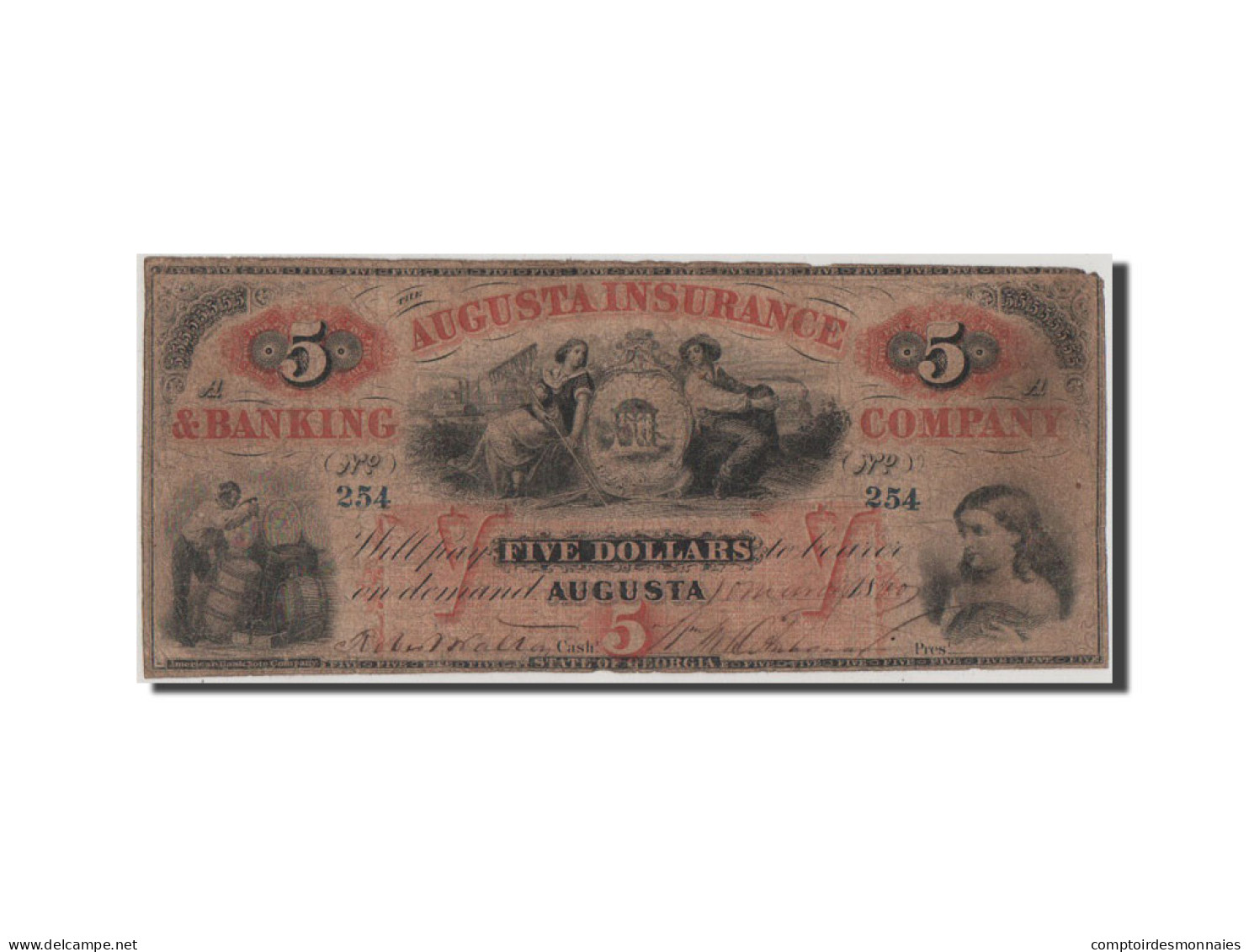Billet, États-Unis, 5 Dollars, 1860, TB - Georgia