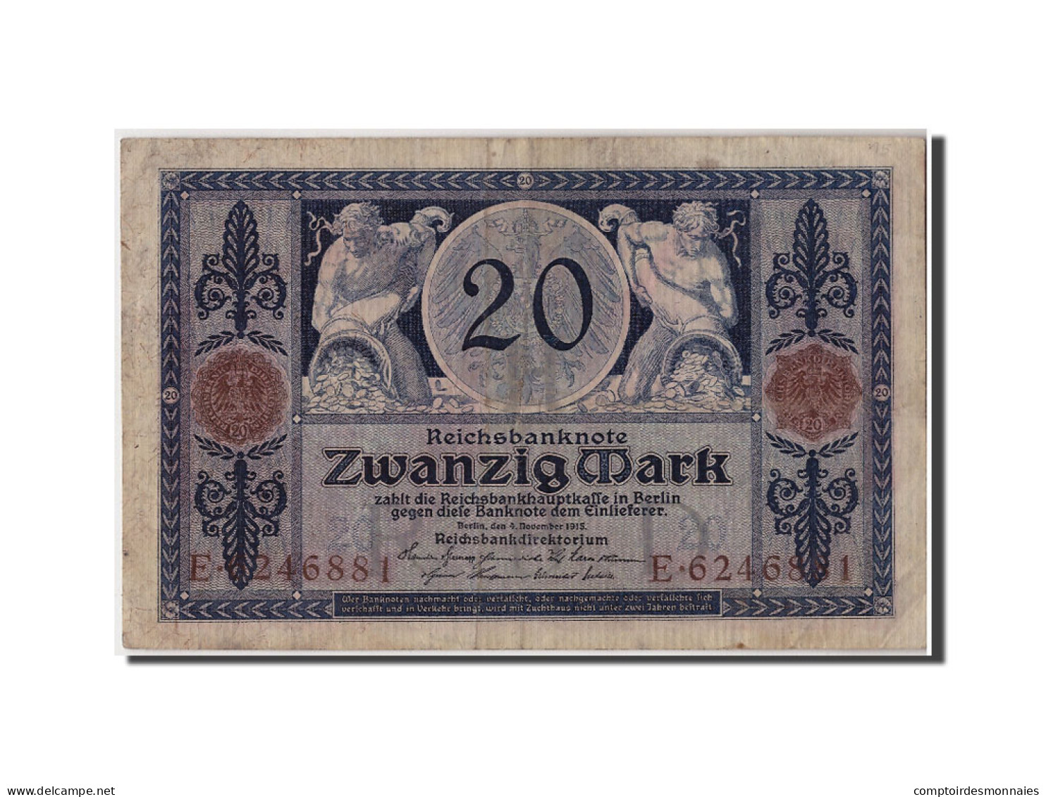 Billet, Allemagne, 20 Mark, 1915, 1915-11-04, TB+ - 20 Mark