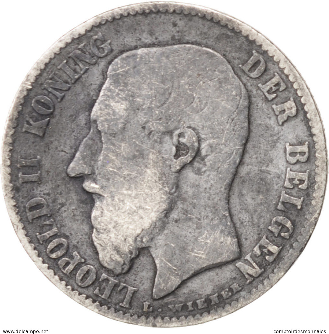 Monnaie, Belgique, Leopold II, 50 Centimes, 1886, B+, Argent, KM:27 - 50 Centimes