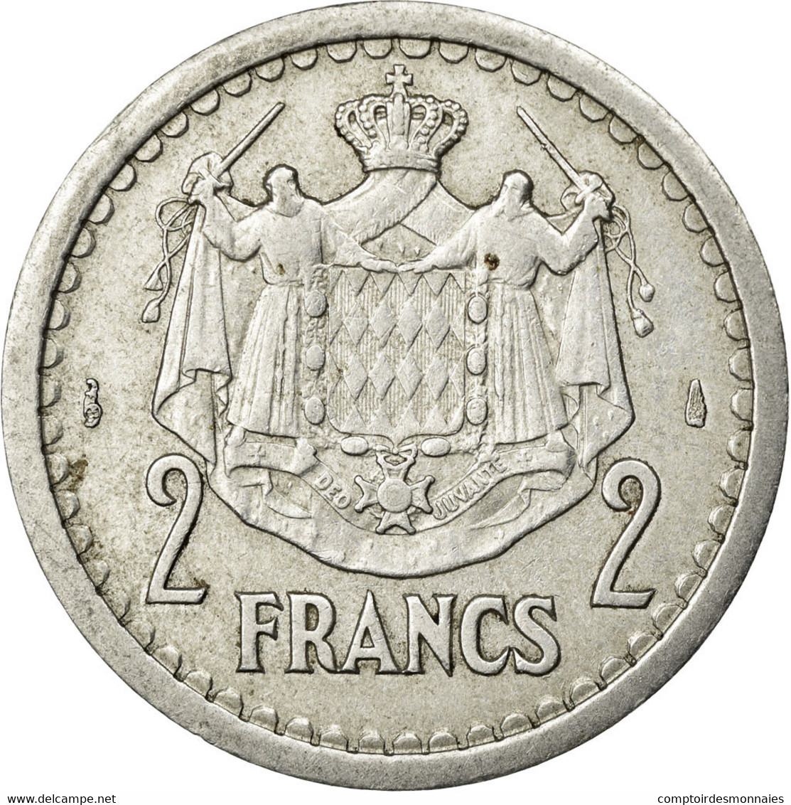 Monnaie, Monaco, Louis II, 2 Francs, 1943, TTB, Aluminium, KM:121 - 1922-1949 Louis II.