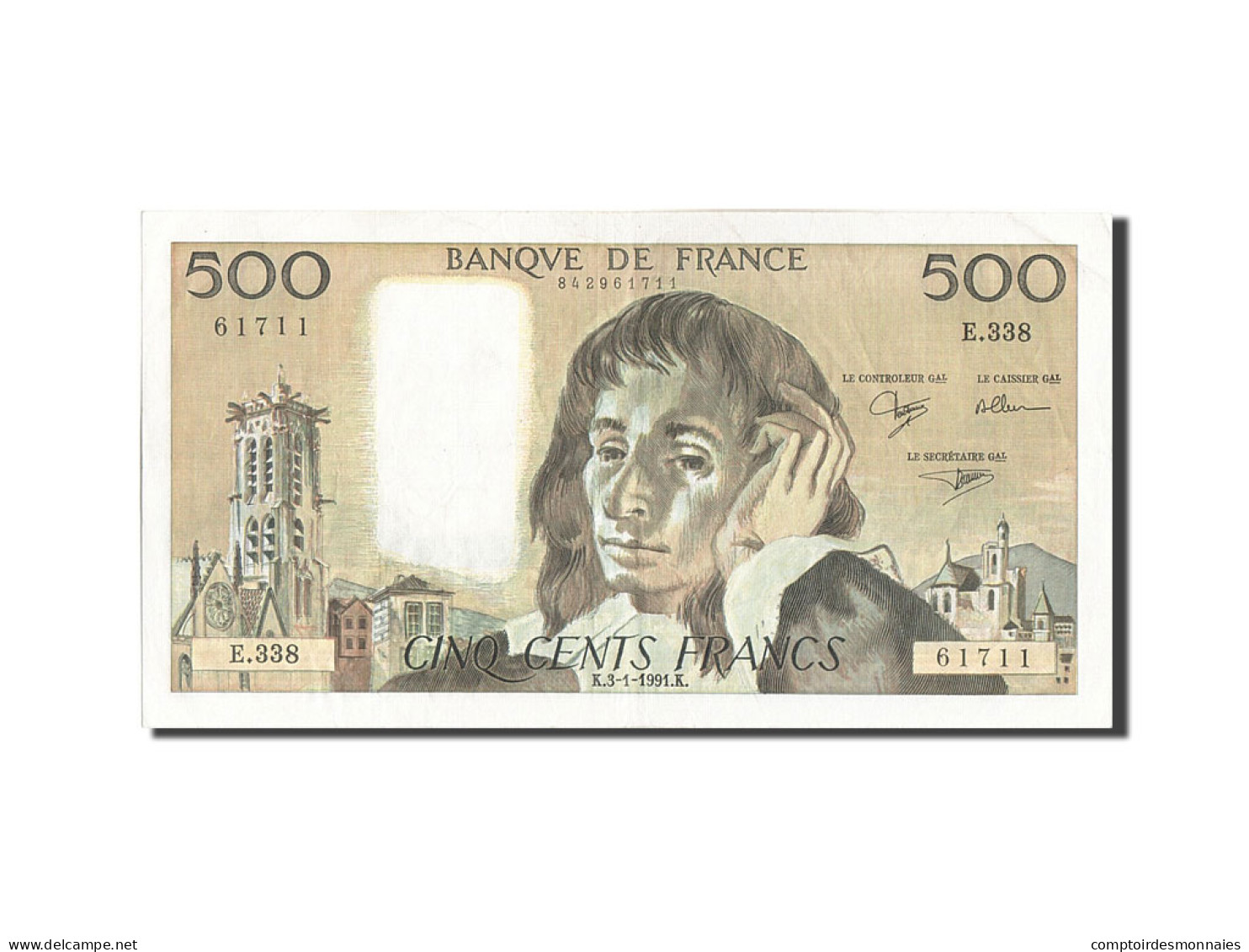Billet, France, 500 Francs, 500 F 1968-1993 ''Pascal'', 1991, 1991-01-03, SUP - 500 F 1968-1993 ''Pascal''