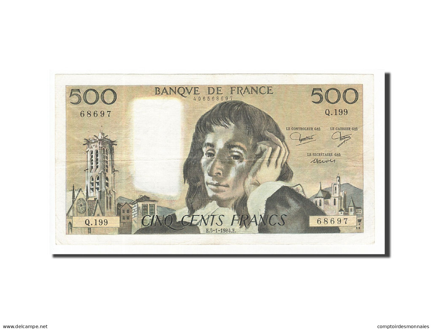 Billet, France, 500 Francs, 500 F 1968-1993 ''Pascal'', 1984, 1984-01-05, TB+ - 500 F 1968-1993 ''Pascal''