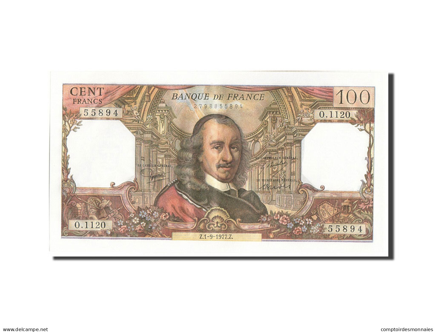 Billet, France, 100 Francs, 100 F 1964-1979 ''Corneille'', 1977, 1977-09-01 - 100 F 1964-1979 ''Corneille''