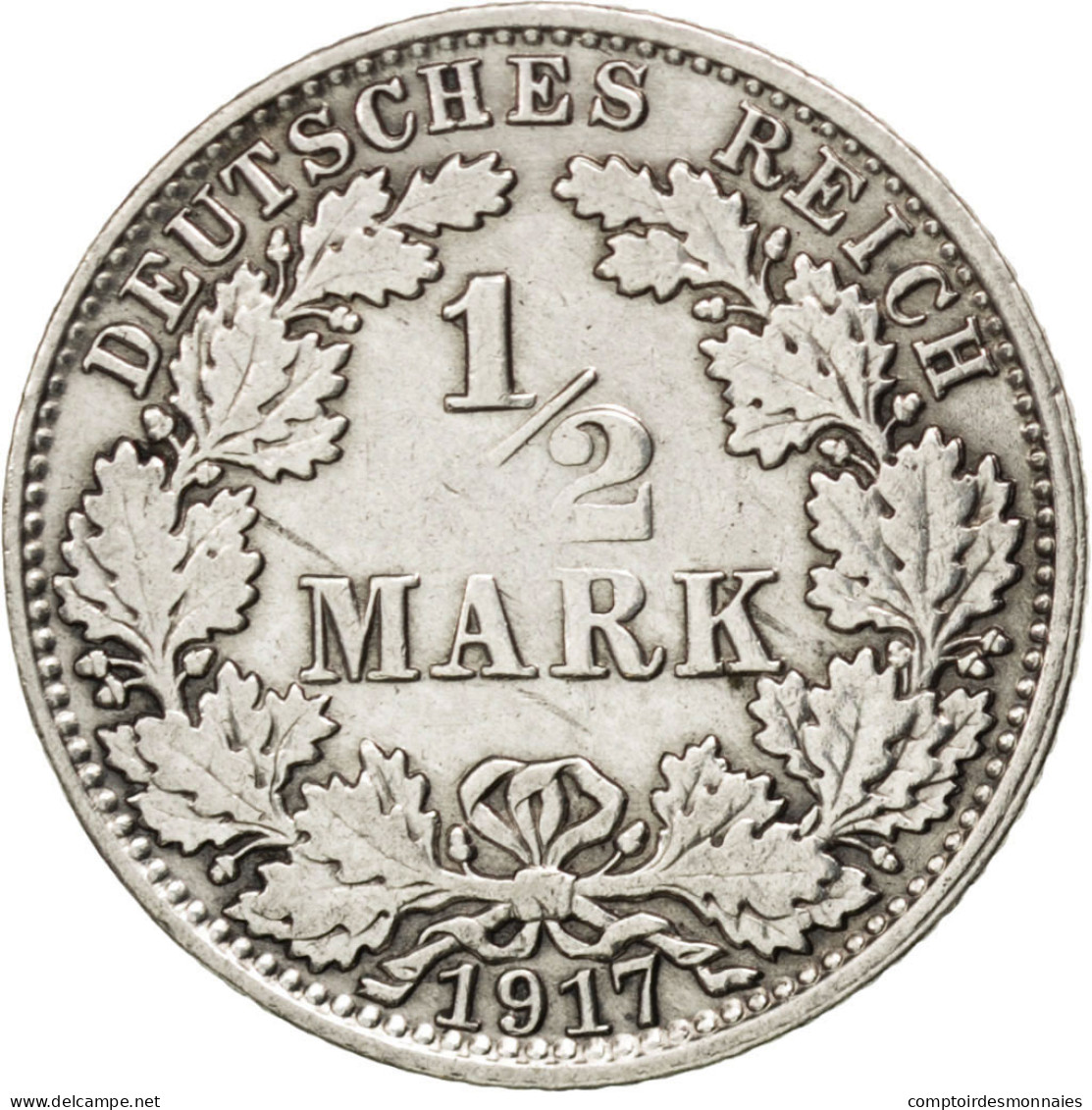 Monnaie, GERMANY - EMPIRE, 1/2 Mark, 1917, Berlin, TTB, Argent, KM:17 - 1/2 Mark