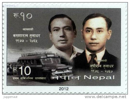 NEPAL TRANSPORT PIONEERS RUPEE 10 MINT STAMP NEPAL 2012 MINT/MNH - Bus