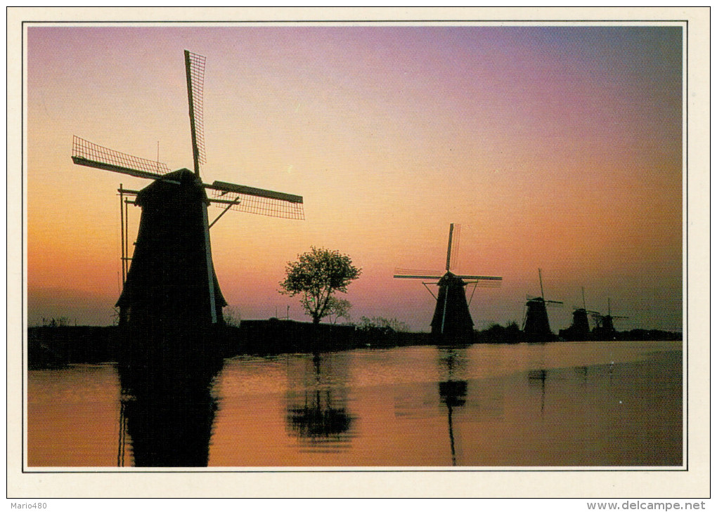 KINDERDIJK:    MULINI  A  VENTO     (NUOVA CON DESCRIZIONE DEL SITO SUL RETRO) - Kinderdijk