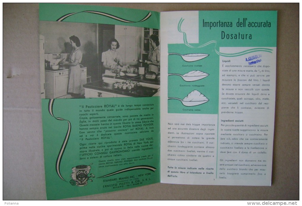 PCR/27 Pubblicità - PASTICCIERE ROYAL Lievito Baking Powder - Dott. E.Piletti 1949/RICETTE DOLCI PASTICCERIA - House & Kitchen