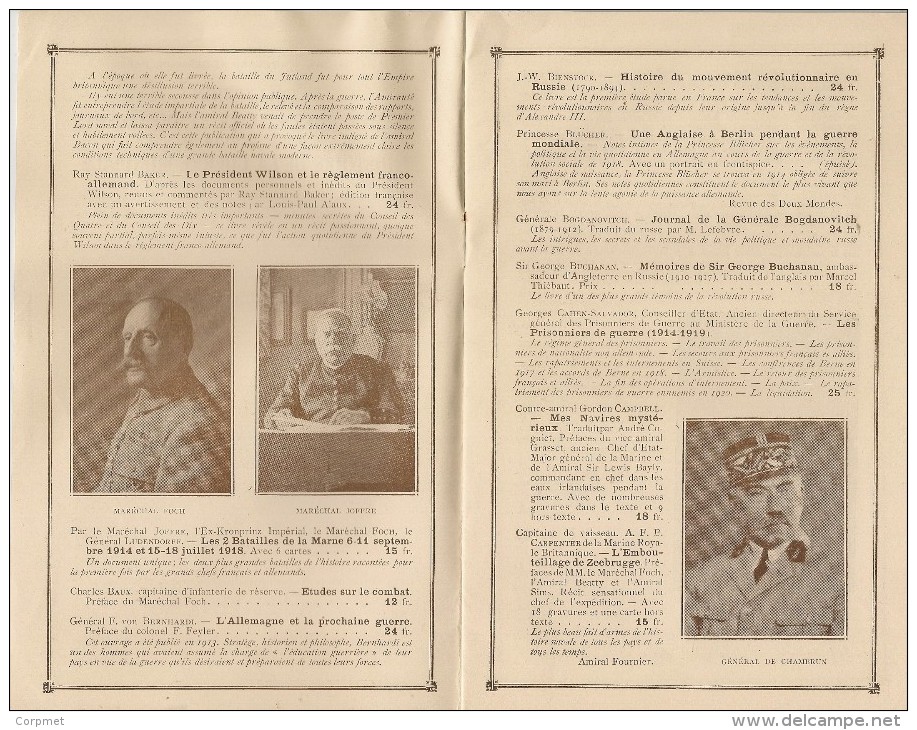 COLLECTION DE MEMOIRES ÉTUDES ET DOCUMENTS Pour Servir A L´HISTOIRE DE LA GUERRE MONDIALE - Payot - C/1920´s - 24 Pages - Guerre 1914-18