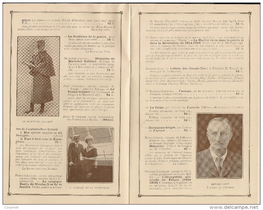 COLLECTION DE MEMOIRES ÉTUDES ET DOCUMENTS Pour Servir A L´HISTOIRE DE LA GUERRE MONDIALE - Payot - C/1920´s - 24 Pages - Oorlog 1914-18