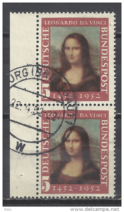 Deutschland BRD 1952 Mi 148, Yv 34, Senkrechter Zweierstreifen Linker Rand,siehe Guten Scan, Leonardo Da Vinci Mona Lisa - Gebraucht