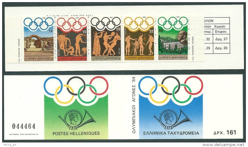 Greece 1984 Olympic Games Los Angeles Booklet - Postzegelboekjes