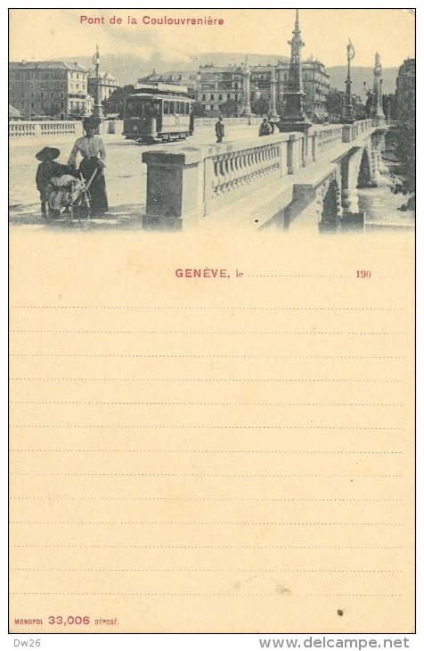 Genève - Pont De La Coulouvrenière - Tramway - Carte "Monopol 33,006" Non Circulée - Genève