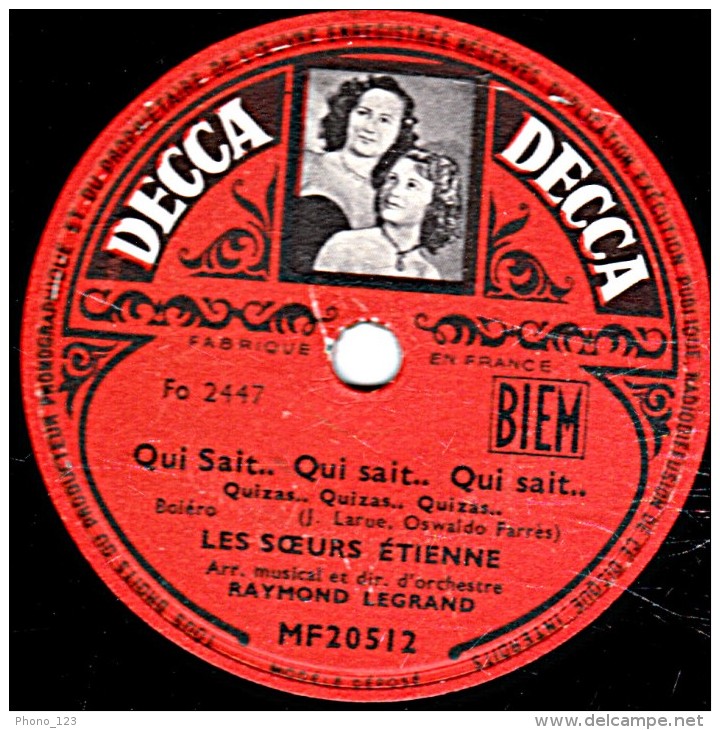 78 Trs 25 Cm état B - LES SOEURS ETIENNE - HISTOIRE DE CAFE - QUI SAIT... QUI SAIT... QUI SAIT... - 78 Rpm - Schellackplatten