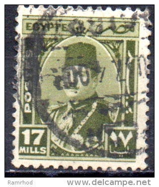 EGYPT 1944 King Farouk  - 17m  - Olive FU - Gebruikt