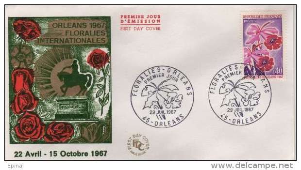 FRANCE : FDC 1528 - Floralies D'Orléans (Orléans, 29/7/67) - PRIX FIXE : 1/3 De La Cote - - 1960-1969