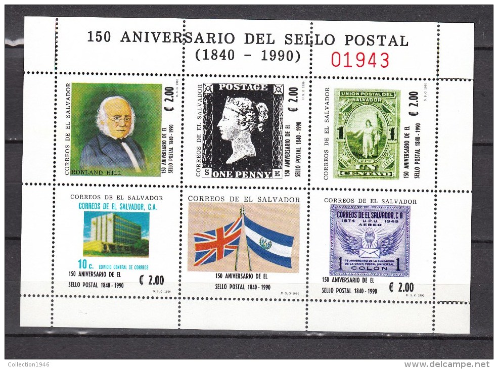 El Salvador 1990,5V In Block,rowland Hill,150 Years Postservice,MNH/Postfris(L1664) - Post