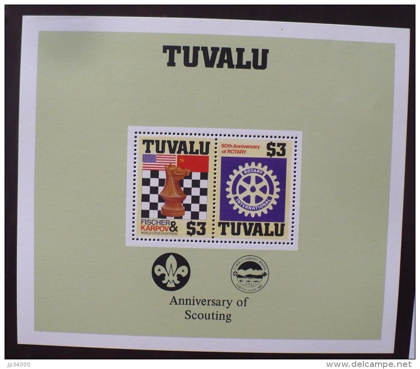 TUVALU Echecs Echec Chess Ajedrez  Et ROTARY Bloc 2 Valeurs Yvert  BF 14** MNH - Echecs