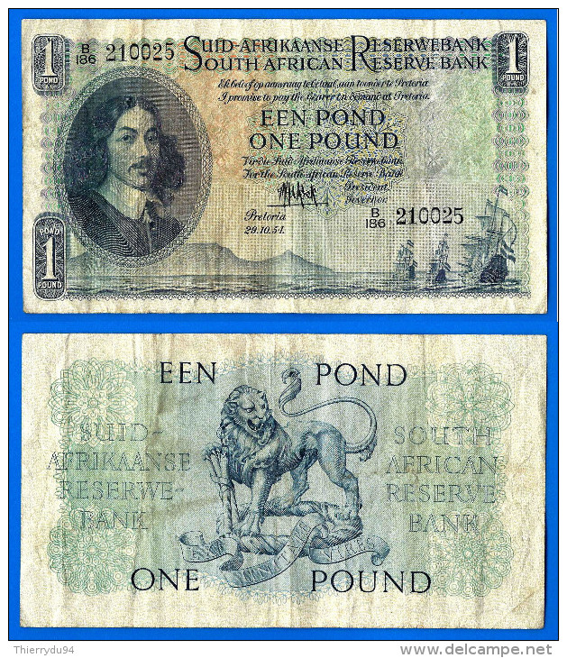 Afrique Du Sud 1 Pound 1 Septembre 1954 Rand Animal Bateau Lion Boat Pounds South Africa Skrill Paypal OK - Sudafrica